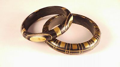 Vintage Brass  Dark Brown India Cuff Bracelets 2pcs