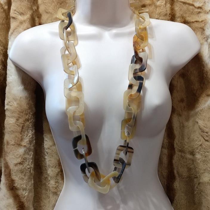 Massive 36'' Haute Runway Polished Horn Links Necklace