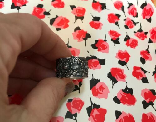 Vintage Fine Silver Pure 999 Handwrought Chinese Export Ring Wide Band