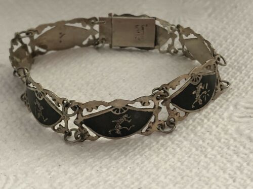 Vintage SIAM Sterling Silver Neillo Maiko Dancer Bracelet 7” Length