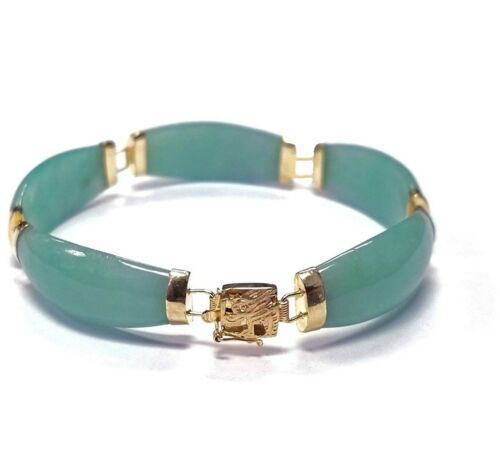 New Women’s 14 k gold bracelet Green Jade