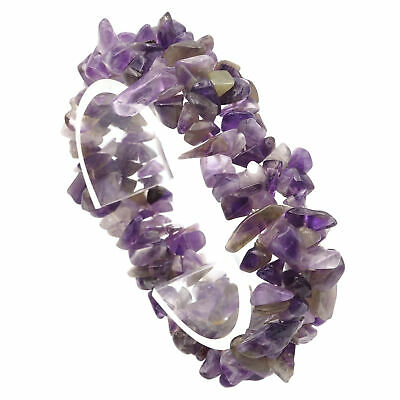 Vintage Natural Purple Amethyst Nugget Wide Stretch Bracelet  Size 7
