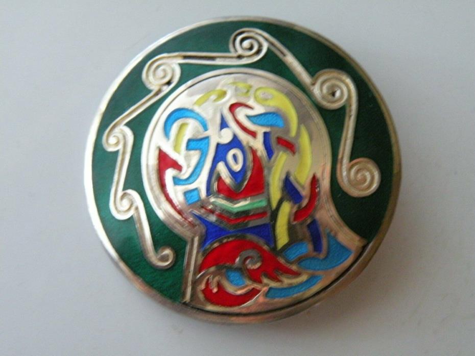 Vintage Tara Ware Celtic Sterling silver Enamel Brooch Pin. Ireland.