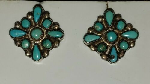Vintage sterling silver and turquoise Screwback earrings