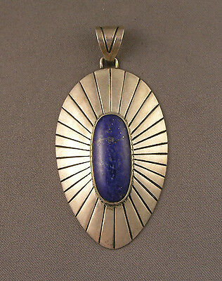 Vintage Mexican Modernist Sterling & Sodalite Pendant 24.7g Signed R---l Cony?