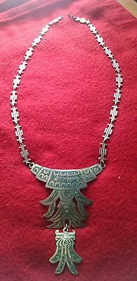 Vintage Taxco Sterling Silver Alfredo Villasana Turquoise Inlay Necklace