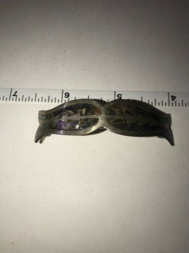 Sterling Silver Abalone  Hair Clip Mexico Marked AVC