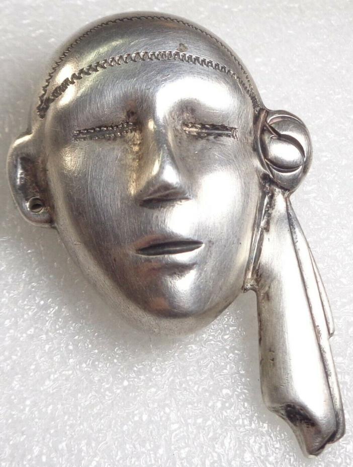 Vintage Mexico STERLING SILVER Indian Sleeping Man Boy Face Brooch