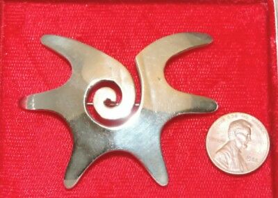Taxco Mexico Sterling Silver Spiral Sun Abstract Brooch Pin  1b 76