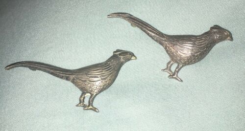 Lot Of 2 VINTAGE MARKED STERLING SILVER PHEASANT BIRD W BROOCH/PINS