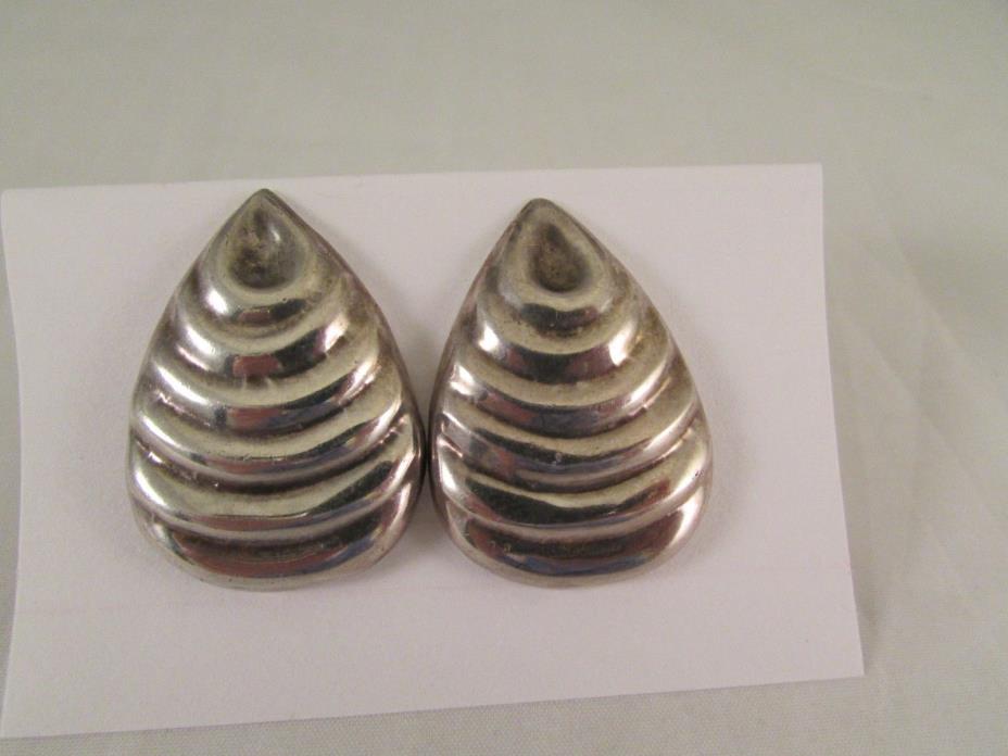 MEXICO TM-101 925 Sterling Silver Pear Teardrop Earrings Modernist 18 Gram TAXCO