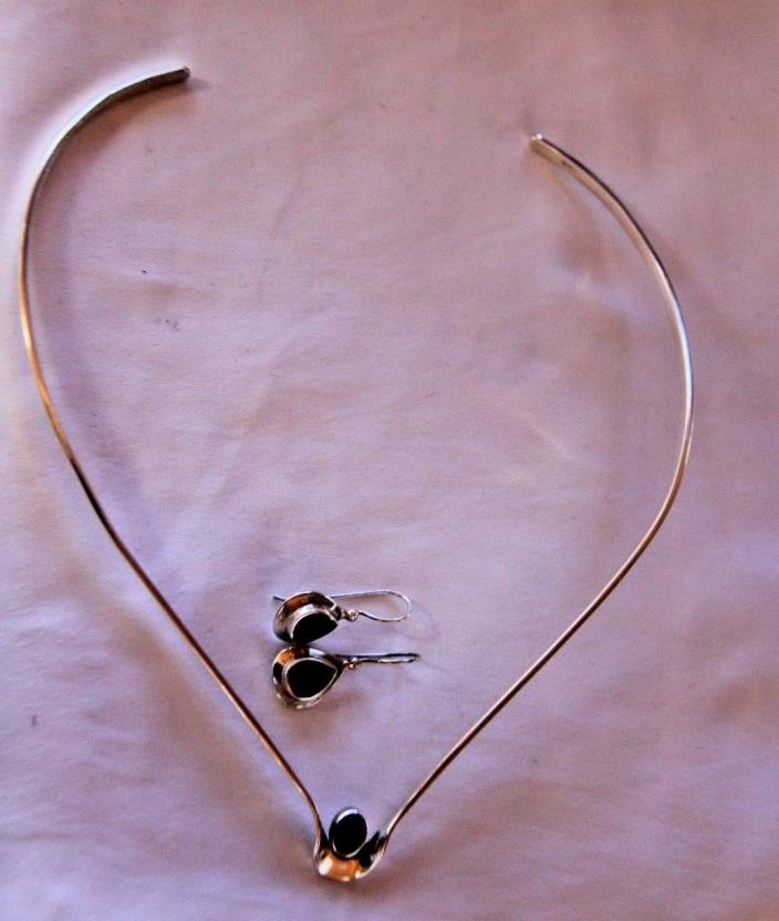 Sterling and Onyx necklace and earrings