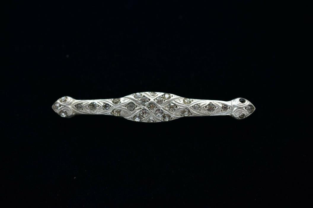 Vintage Sterling Silver Pin Brooch Signed Rhinestone Crystal 10.63 Grams BinB