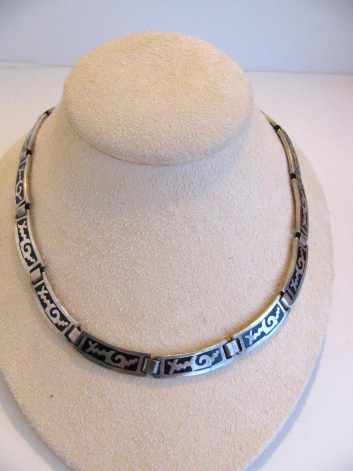 sterling silver mexico heavy necklace enamel 17 in 60.8 grams