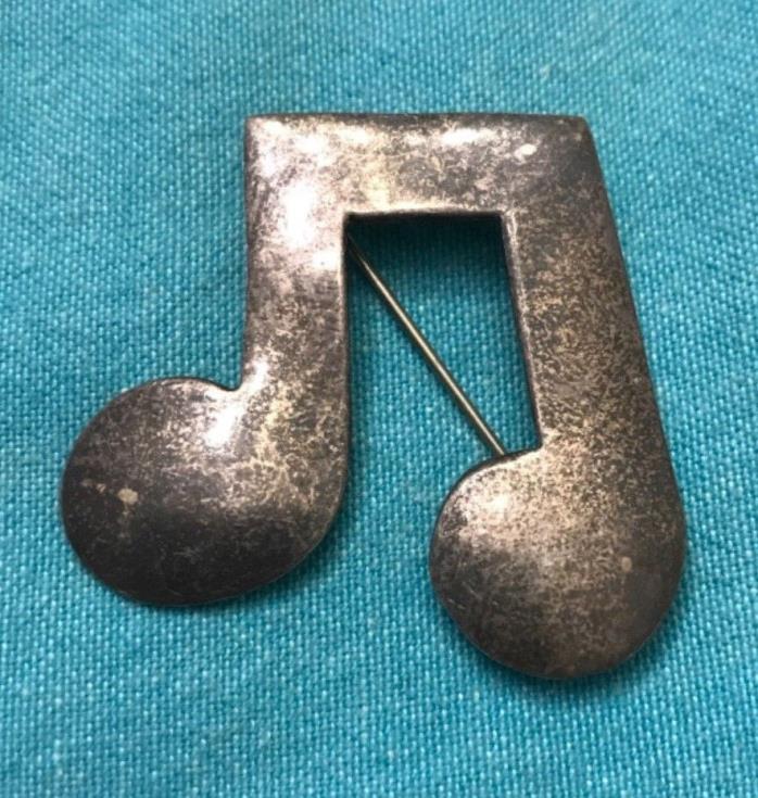 Vintage Sterling Silver Mexico Musical Note Pin Brooch