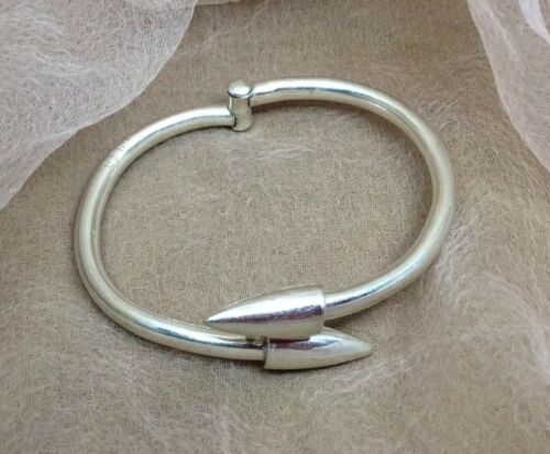 Vintage TAXCO MEXICO Artist Stamp TH-14 Sterling Silver Overlap Hinge Bangle