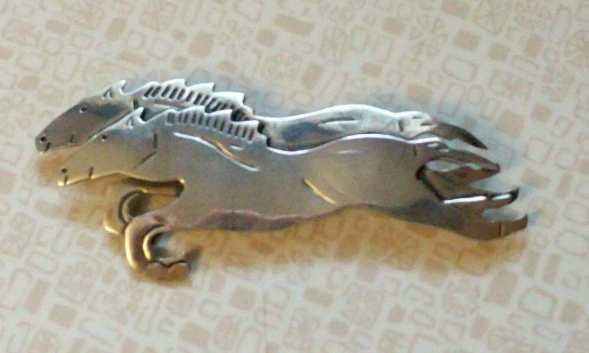 Vintage Taxco Mexico Sterling Racing Horses Pin Signed BAM