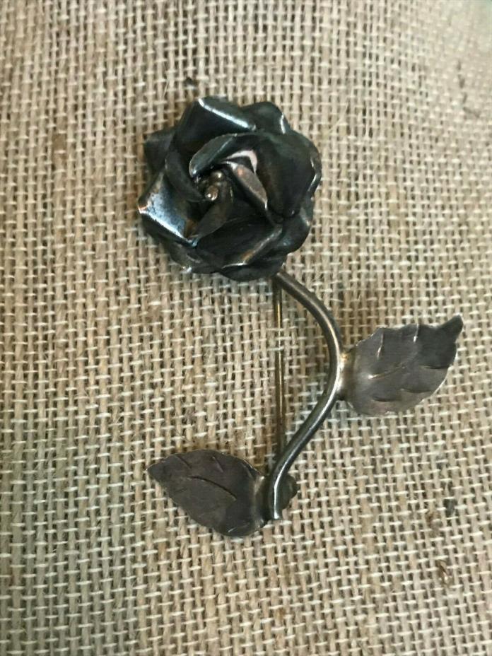 Vintage Mexican Sterling Silver Rose Pin
