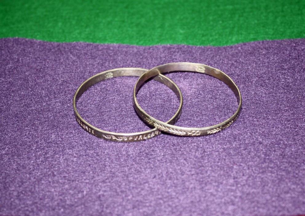 Two Vintage Taxco Mexico Silver Bangle Bracelets Stamped P Vallarta