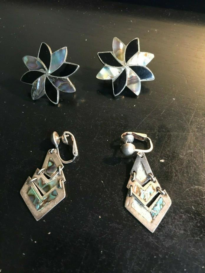 sterling silver and abalone earings wearable not scrap