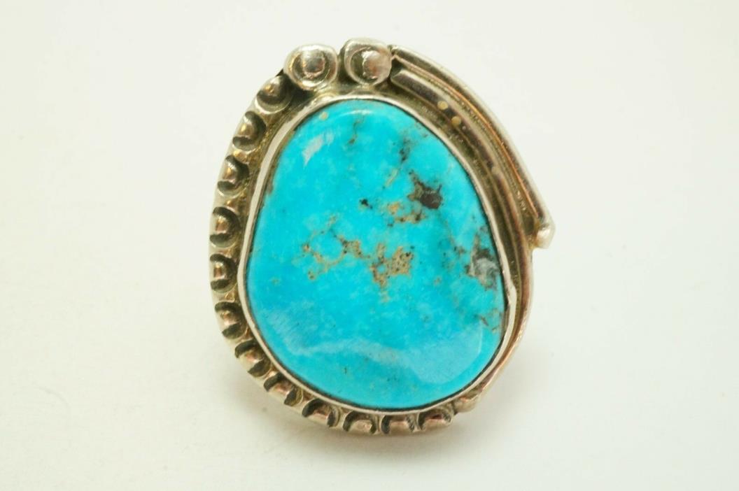 Vintage 980 Sterling Silver Turquoise Made In Mexico Ring Size 8.75