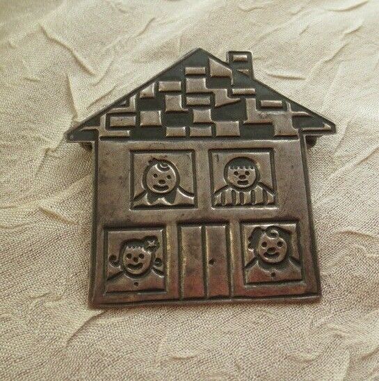 Sterling Silver 925 Mexico School House Teacher Brooch Pin Jewelry