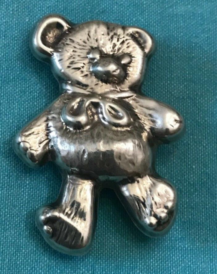 Vintage Sterling Silver Teddy Bear Hair pin scarf clip signed Mexico ts 66 2inch