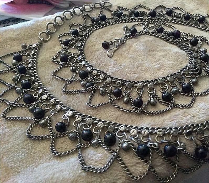 Vintage Tribal Kunchi/Kuchi Belly Dancers Chime Belt RARE Amethyst Glass Beads