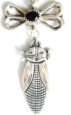 sterling silver & black onyx corn maiden pendant, 2 3/4
