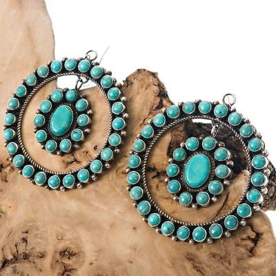 Navajo Turquoise Earrings ANTHONY SKEETS Sterling Silver Student/ KIRK SMITH XXL