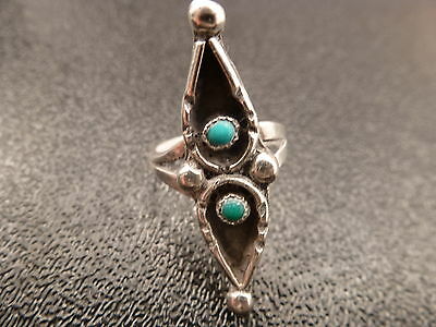 Vintage Sterling Silver Native American Turquoise Ring Size 5