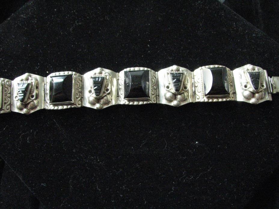 vintage Black onyx made in Mexico bracelet