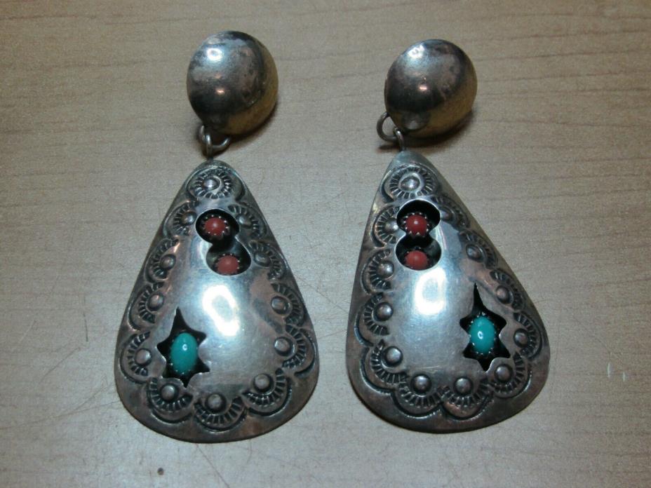 VAL TSOSIE Sterling Silver Turquoise Native American Navajo Earrings