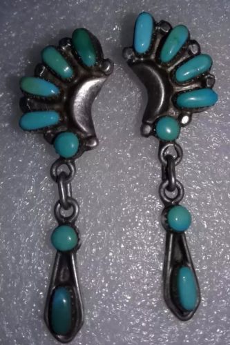 Bill & Lou Zuni Vintage Sleeping Beauty Turquoise/Sterling Silver Post Earrings