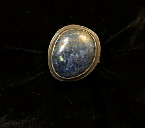 Vintage Sterling & Lapis Lazuli Boho Hippie Ring Stamped Size 8 3/4