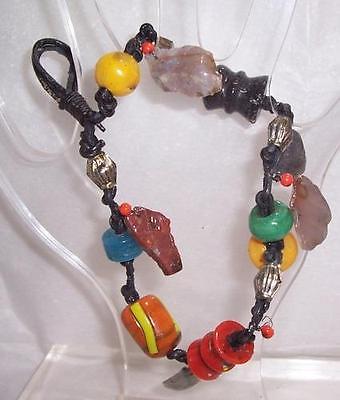 Vintage Leather Beaded Talisman or Worry Beads