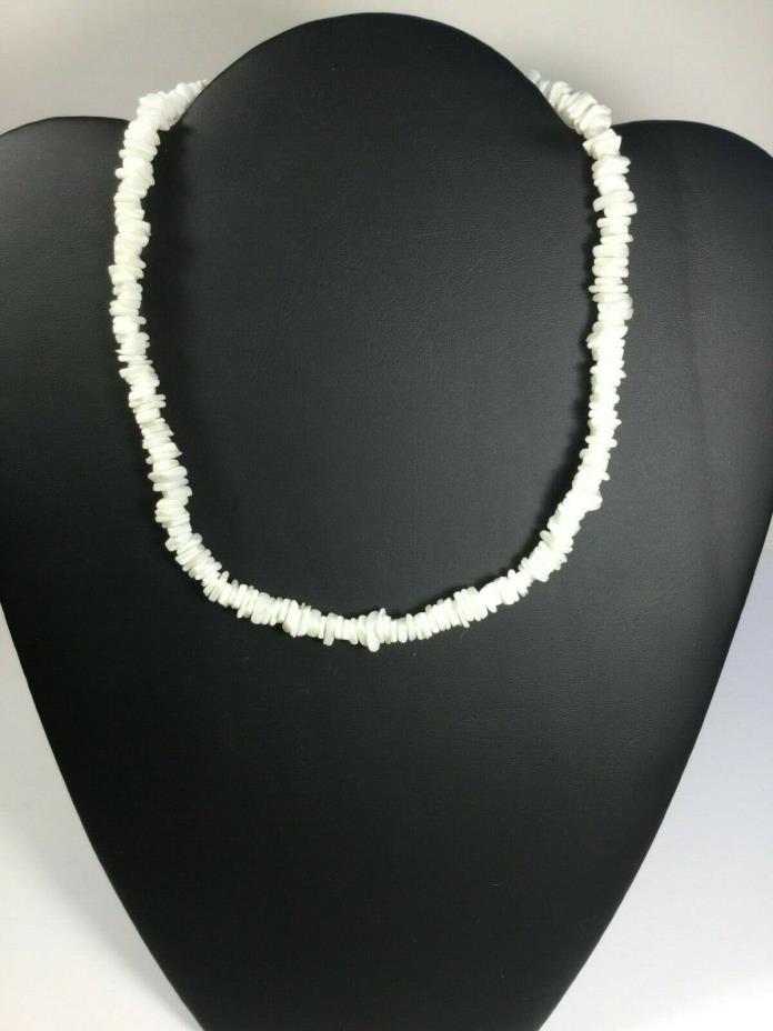 Vintage Puka Shell Necklace Hawaii Souvenir 1990's Rough Square Cut 16