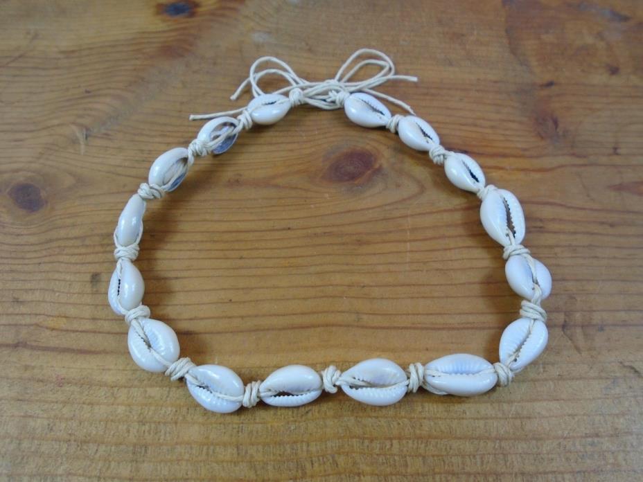 Cowrie Hemp Necklace Choker 16-20 Inch Tie On Adjustable Mens Womens Handmade