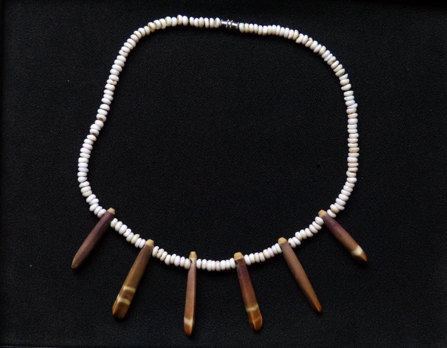 Vintage 16 inch Puka Shell Necklace with Sea Urchin Spines
