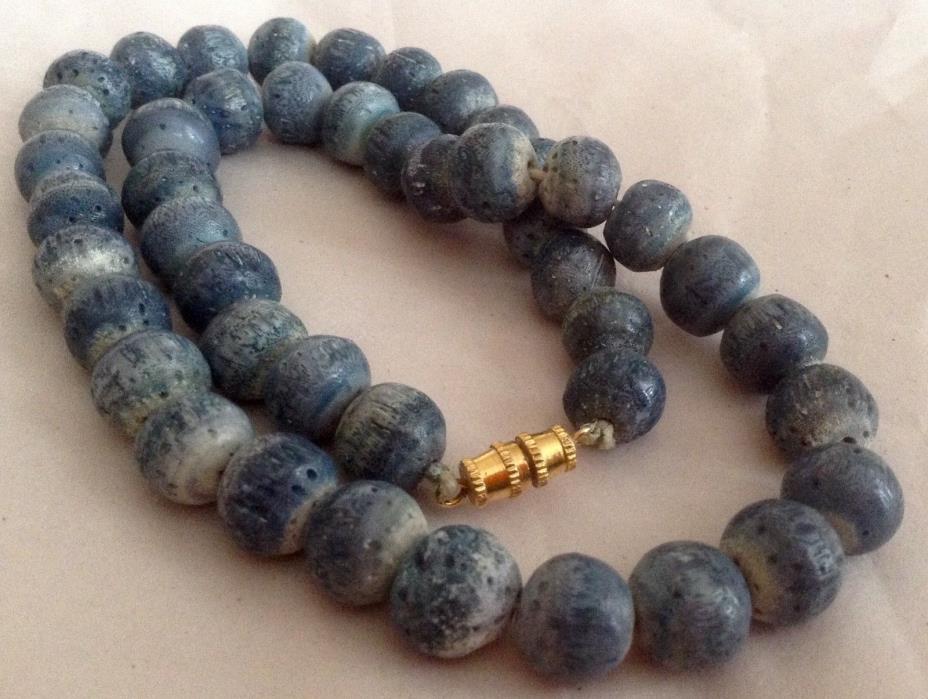 Vtg Natural Blue Coral 10mm Beads 16.5