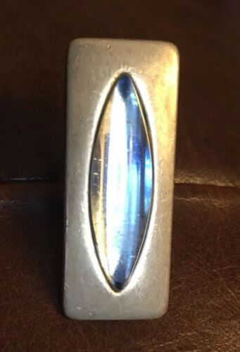 JORGEN JENSEN Ring. Blue stone # 230 Pewter Adjustable Signed. Vintage  DENMARK