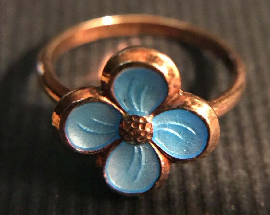 David Andersen Scandinavian Sterling Enamel Flower Ring Norway 925 Size 6