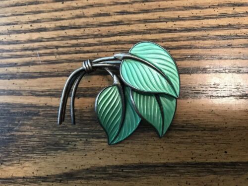 Vintage Hans Myhre Sterling Enamel Brooch Norway