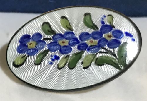 David Andersen Norway Vintage Sterling Silver Enamel Flower Floral Pin Brooch