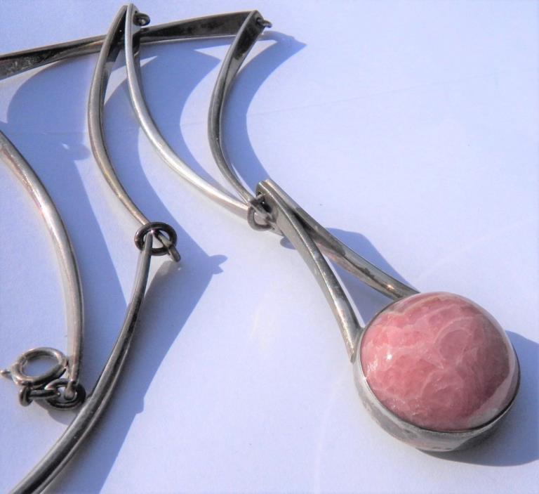 NE FROM modernist Necklace - Rhodochrosite Sterling - Nils E. From Denmark