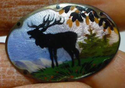 I55 Vintage Gustav Hellstrøm 925S Hallmarked Enameled Pictorial Reindeer Brooch.