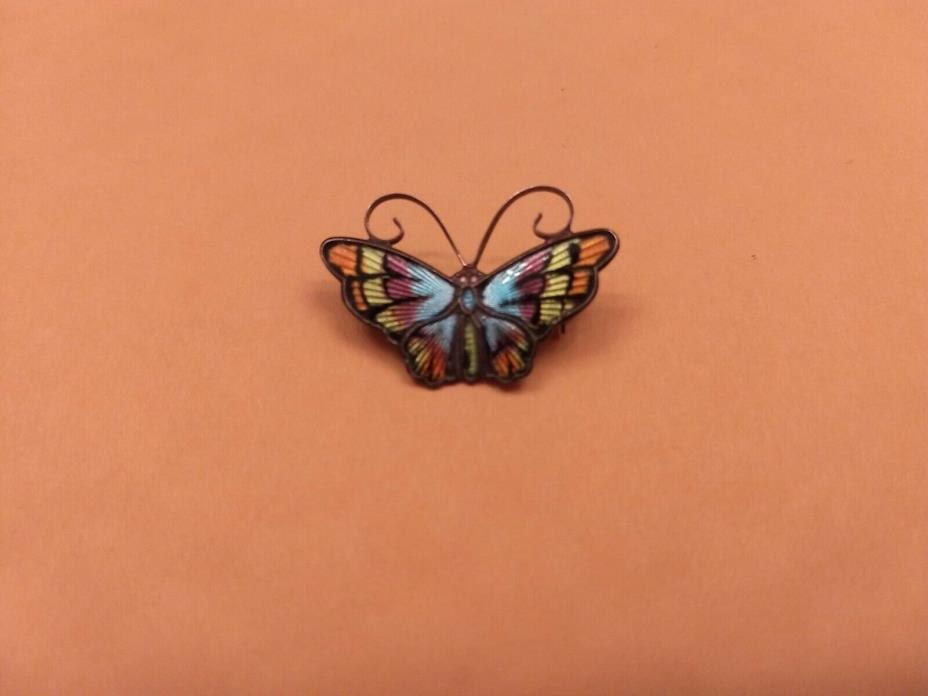 David Andersen Sterling Enamel Butterfly Pin 1.25