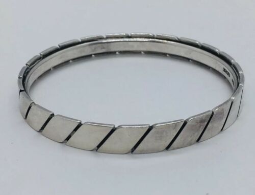 Sigurd Black Denmark Vintage Sterling Silver Modernist Bangle Bracelet