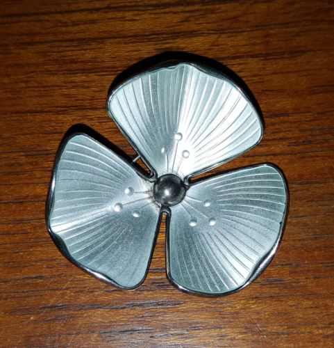 Vintage Ivar Holth White Enamel on Sterling 3 Petal Flower Brooch Norway