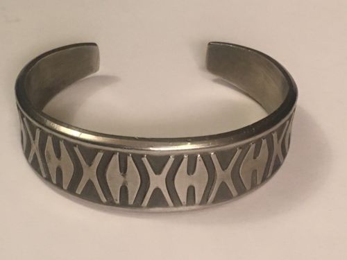Vintage Eik Tinn Norway Pewter Cuff Bangle Bracelet Mid Century Modernist Design